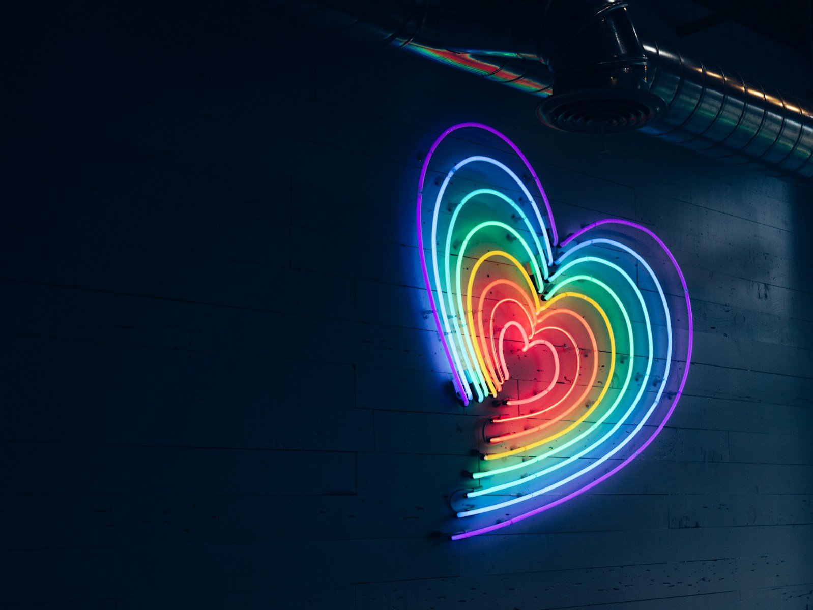 multicolored heart LED light on wall Robin Michael